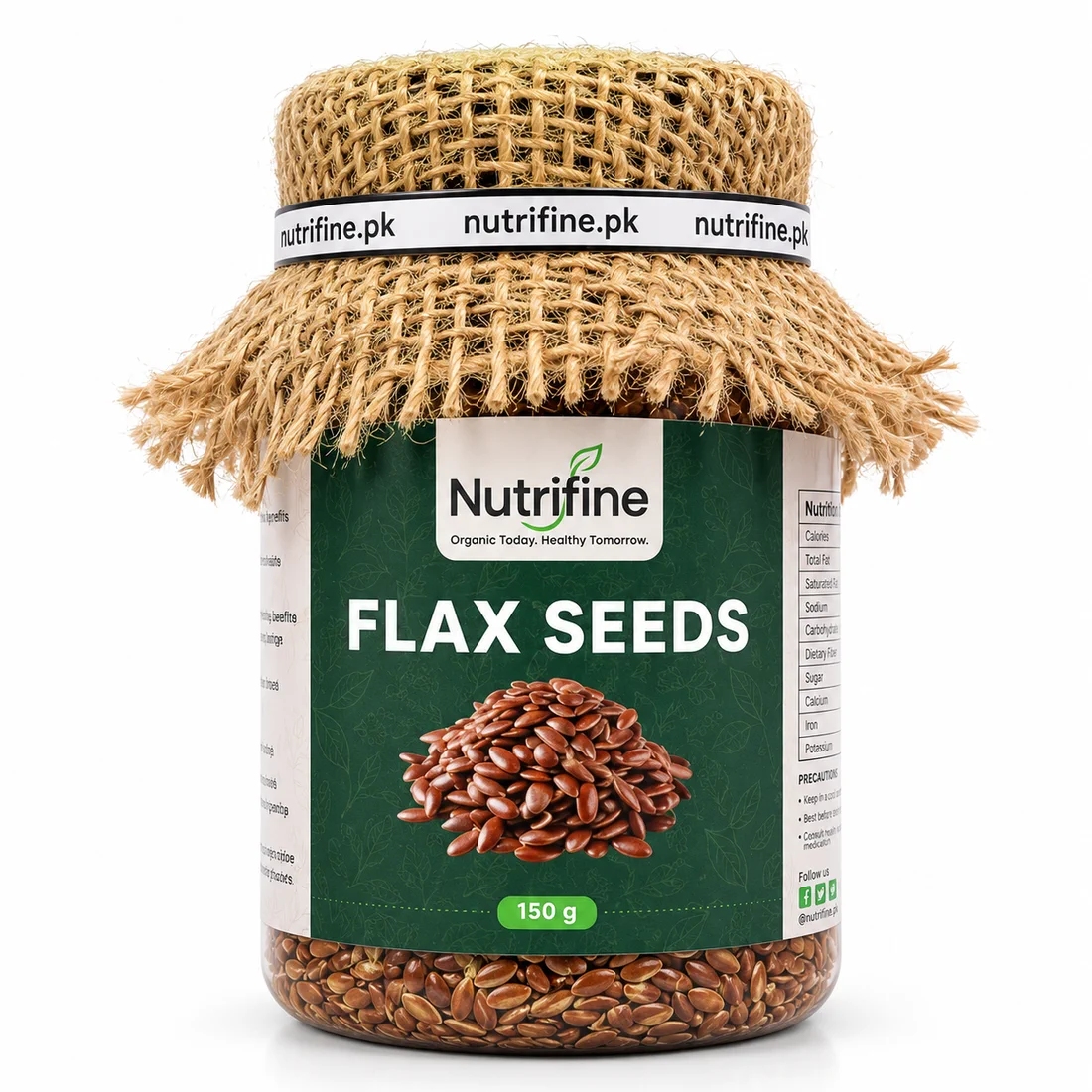 NutriFine flax seeds jar