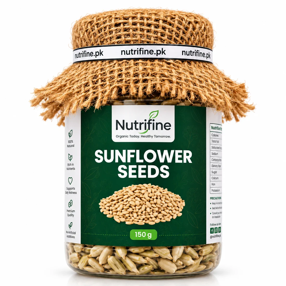 NutriFine sunflower seeds jar showing original packaging